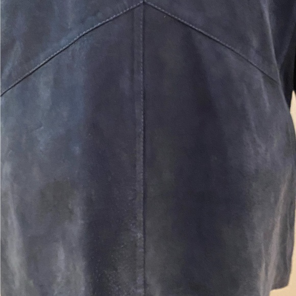 Friitala Womens Blue Suede Cardigan w Blue Leather Trim / Size 10 - Picture 10 of 16